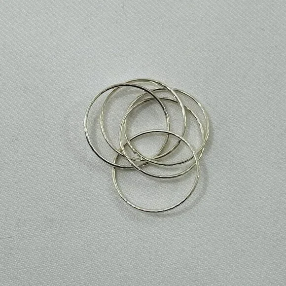 925 Silver 5 Band Interlocking Ring Size 6 Women Wedding Promise Stack Sterling - Picture 2 of 6